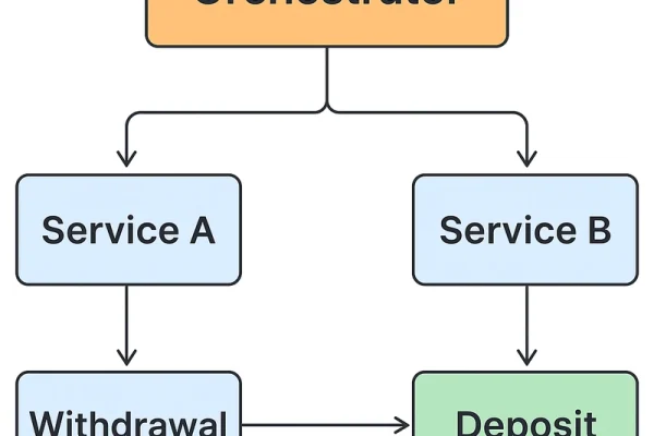 Handling Distributed Transactions with Orchestrator Pattern (Withdrawal & Deposit Example)
