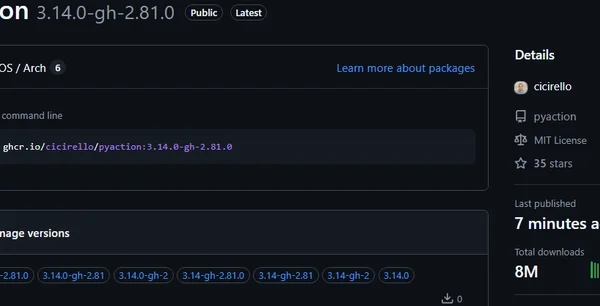 pyaction reached 8 million pulls from the GitHub Container Registry